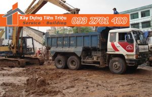 Thi công đào đất tầng hầm Quận Thủ Đức bằng cơ giới.